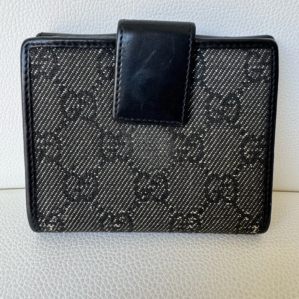 Gucci Denim Canvas & Leather Compact Wallet EUC - Picture 2 of 12